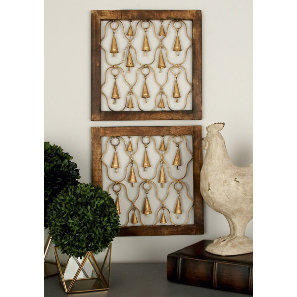 Millwood Pines Wood and Metal Bell Wall Decor Set & Reviews Wayfair